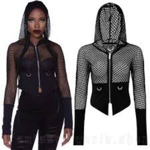 Wicked Fishnet Hooded Top by KILLSTAR NWOT
